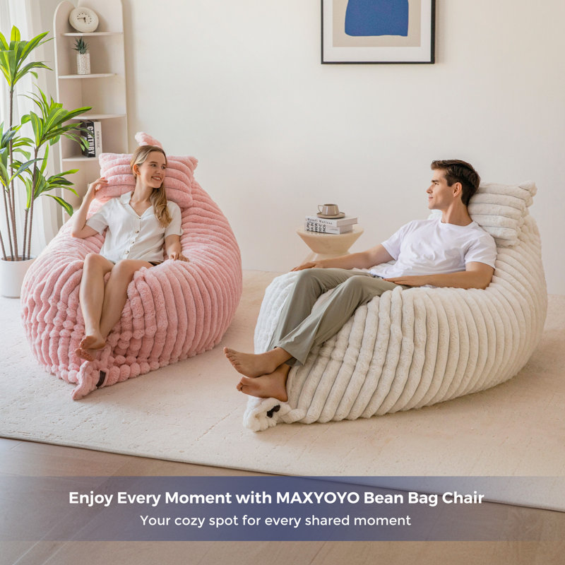 3 In 1 Pink Bean Bag Chair Giant Bean Bag Chairs Convertible Bean Bag Floor Cushion With Machine Washable Cover, Beanbag Chairs