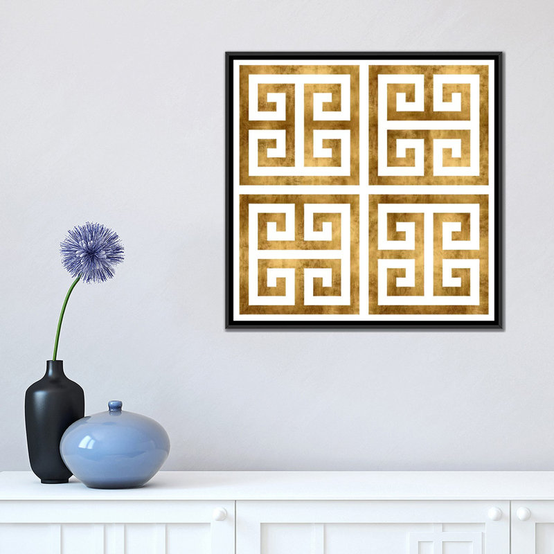 «Greek Classic III», impression sur toile, H 18 po x l 18 po x P 1,5 po, Toile avec cadre noir, Pas de tapis