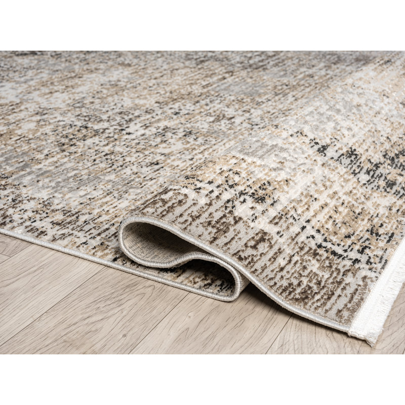 Tapis abstrait gris clair Gints Collection, Rectangle 5 pi 3 po x 7 pi 6 po