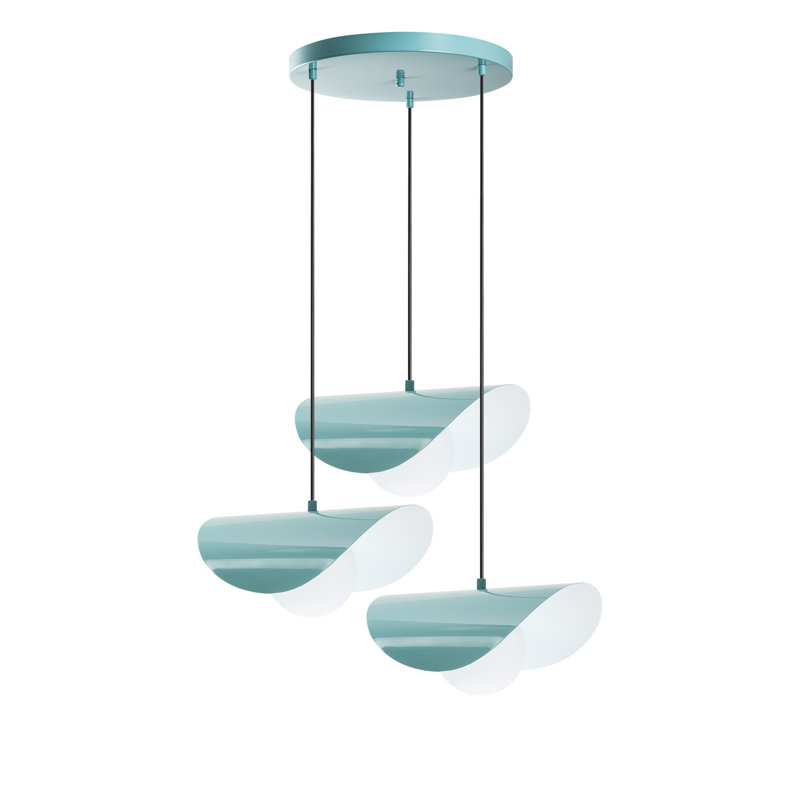 Lustre réglable élégant, structure en métal turquoise, 19,7 po de diamètre | Hauteur: 29,5 - 44,1 po | Plaque de base: 11,8 x 1,2 po | 3 x douilles E27 (40 W maximum) | Éclairage élégant pour les espaces de vie modernes, classé IP20