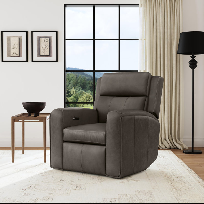 Harrison Power Recliner With Power Headrests & Lumbar, Gray