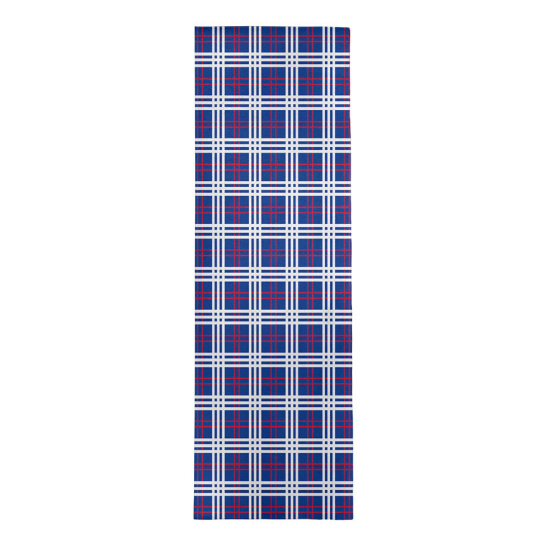Tapis à carreaux bleu, Tapis de couloir 2 pi 6 po x 8 pi