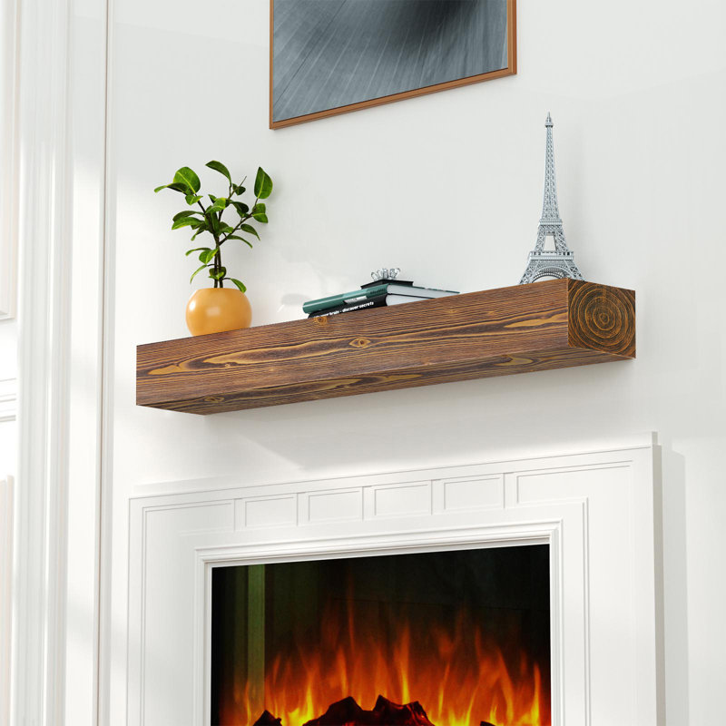 Fireplace Mantel, Wood Floating Fireplace Shelves, Wall Mounted Wooden Display Shelving, Mantels Over Fireplace, 72"