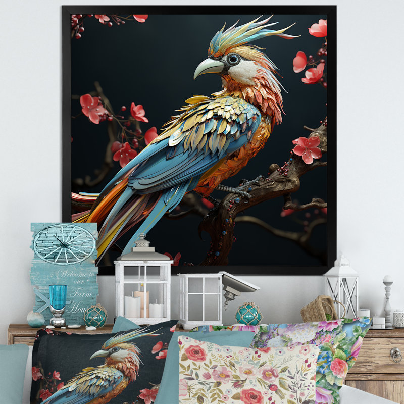 «Bird Expressionist Freedom I» sur toile, H 30 po x l 30 po x P 1 po, Cadre simple noir