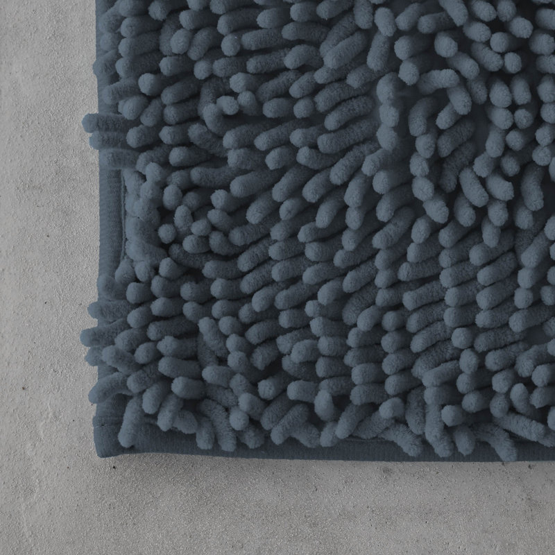2 Piece Set Rectangle/U-shaped Bath Mat, Dark Grey