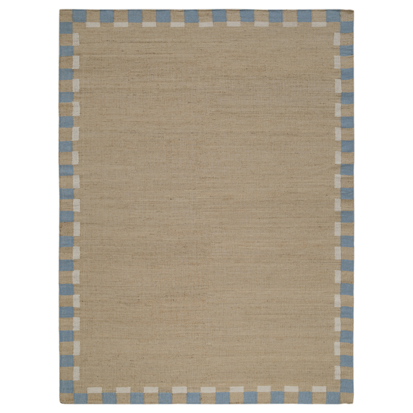 Heidi Flatweave Jute Checkered Scandinavian Rug, Blue, 5'x8'