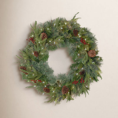 Handcrafted Pre-Lit Berry Christmas Wreath