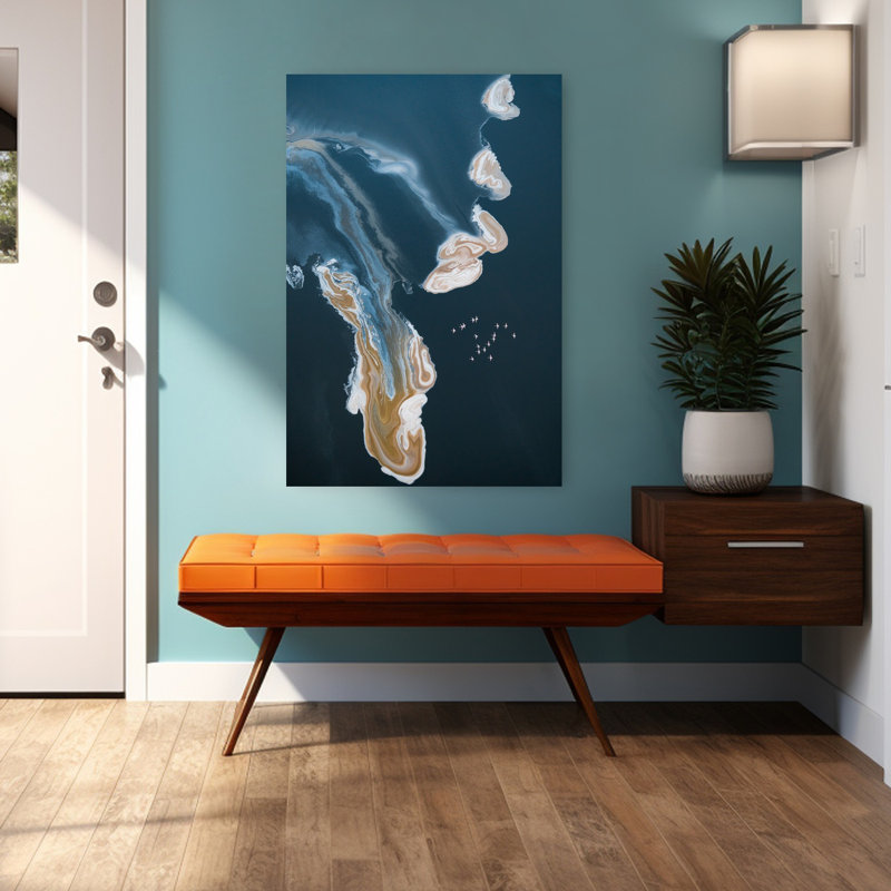 Art contemporain, oiseau contemporain, flamant, paysage, art naturel, H 48 po x l 32 po