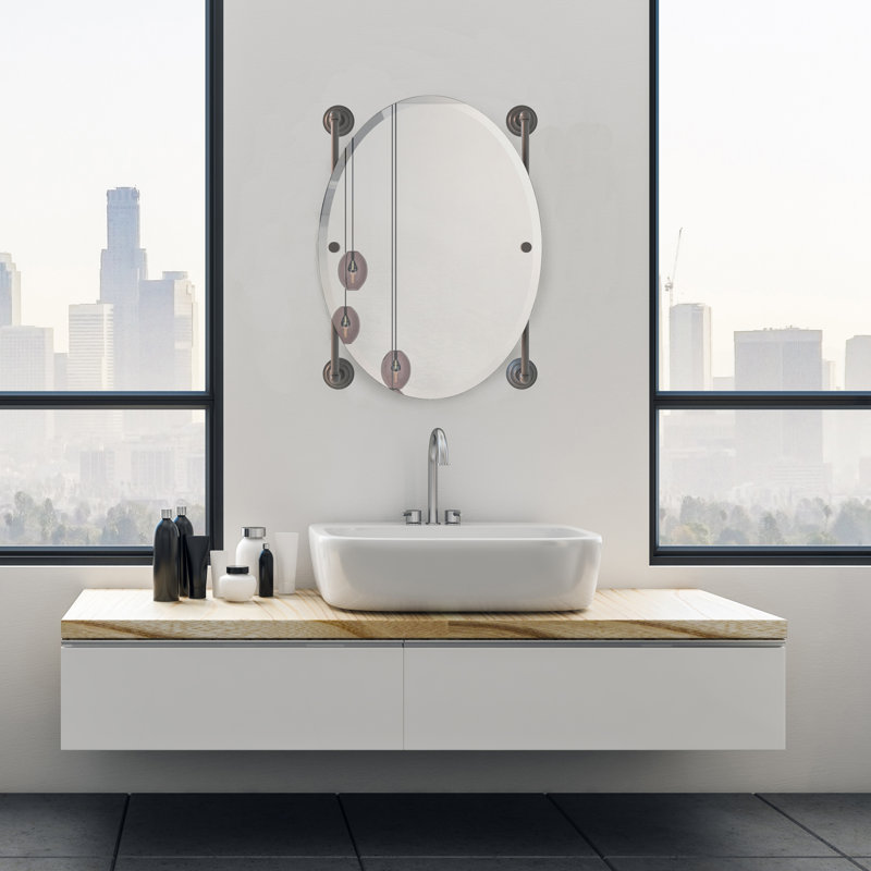 Miroir mural biseauté traditionnel leamore, Gris mat