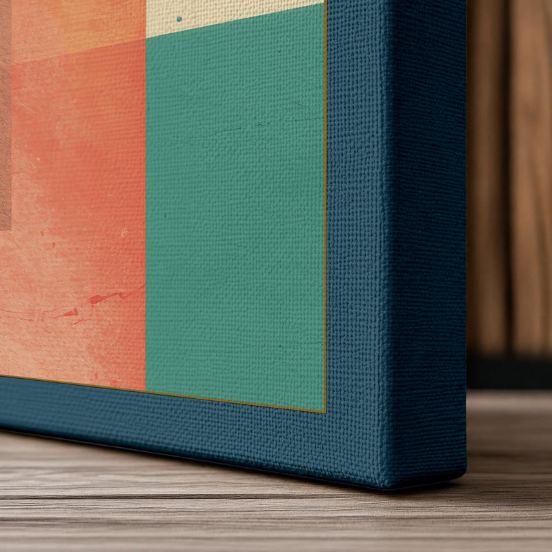 Geometric Harmony Minimalist - Wrapped Canvas, 30x20 - 76.2 x 50.8 cm, Teal Border