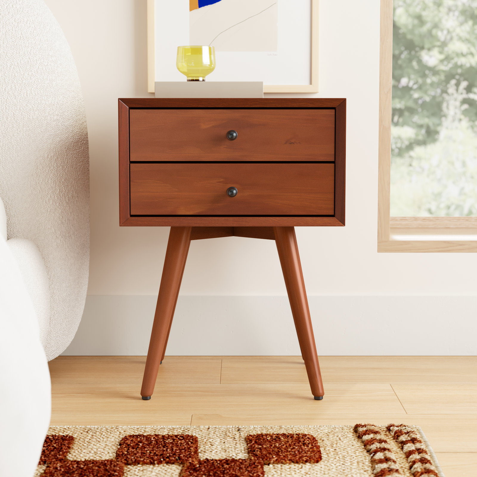Williams 2-Drawer Mini Nightstand, Chestnut