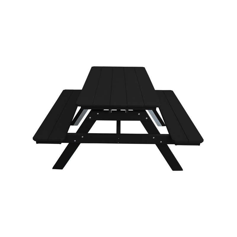 6 - Person Patio Dining Set with Rectangular Table, Black, 55" W x 60" L