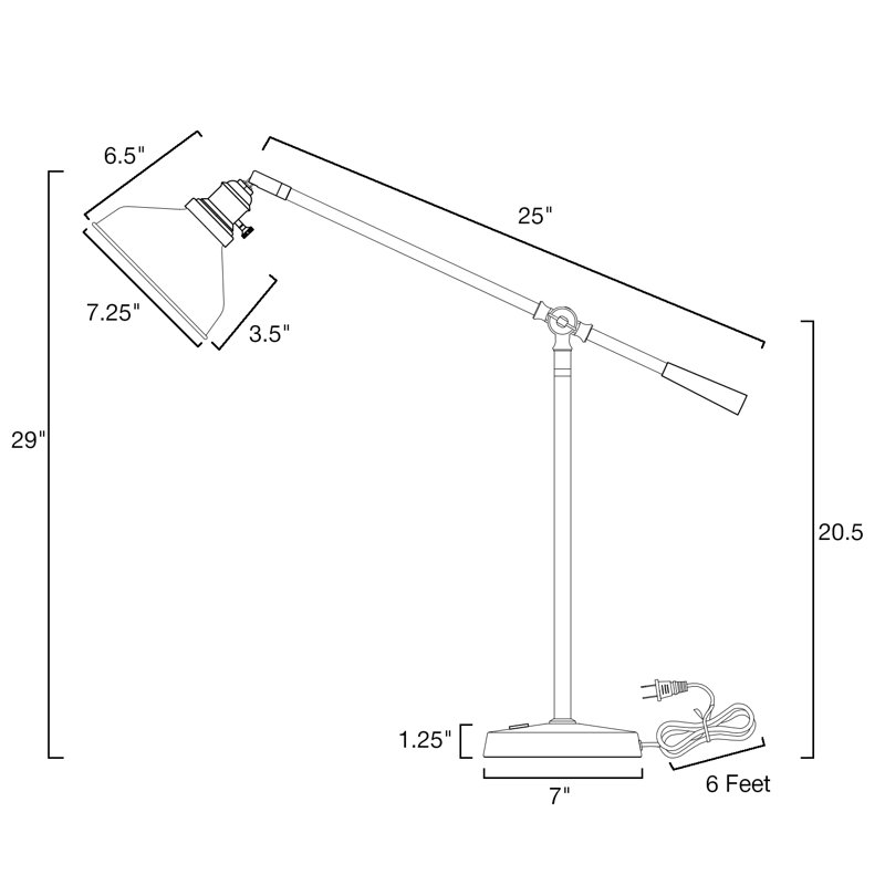 Lampe de bureau 29 po en bronze huilé avec USB