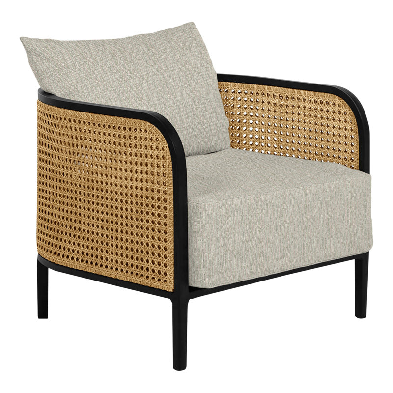 Havana Lounge Chair - Black/Natural Cane, Black, Welt/Standard fill, Remy Flax