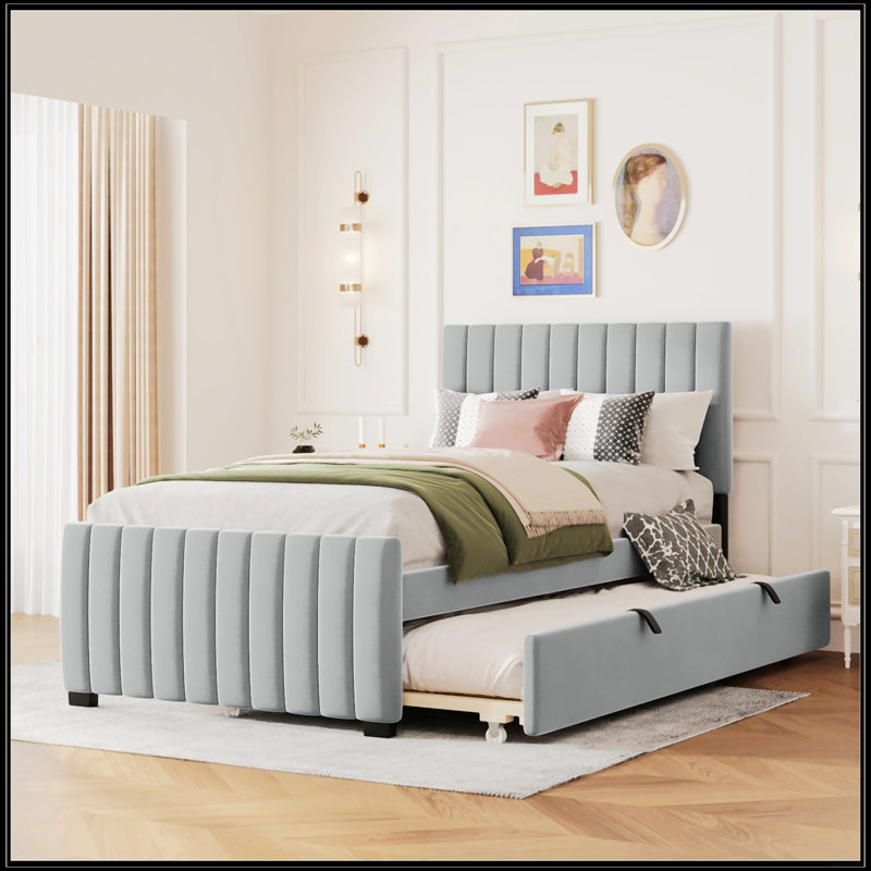 Lit plateforme tapissier simple en velours
