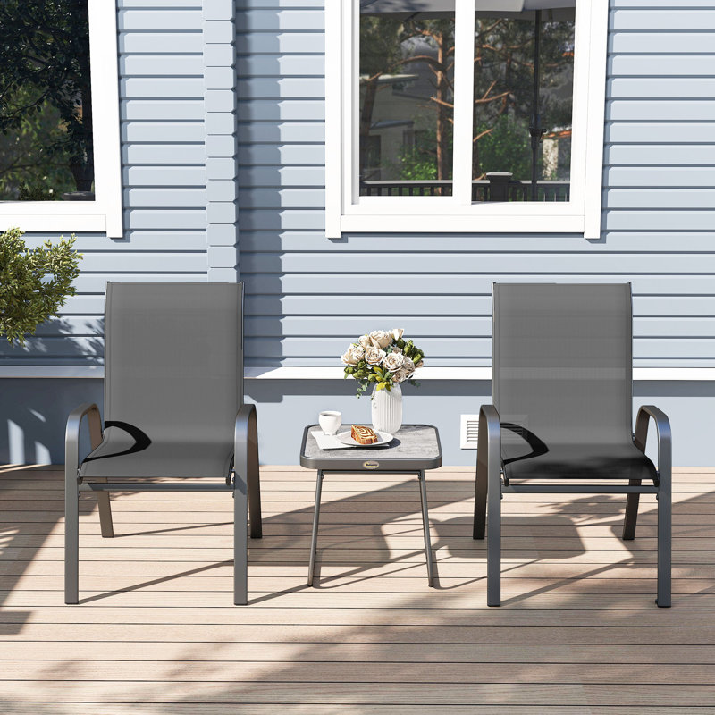 Kyante 2 - Person Patio Dining Set with Square Table, Black