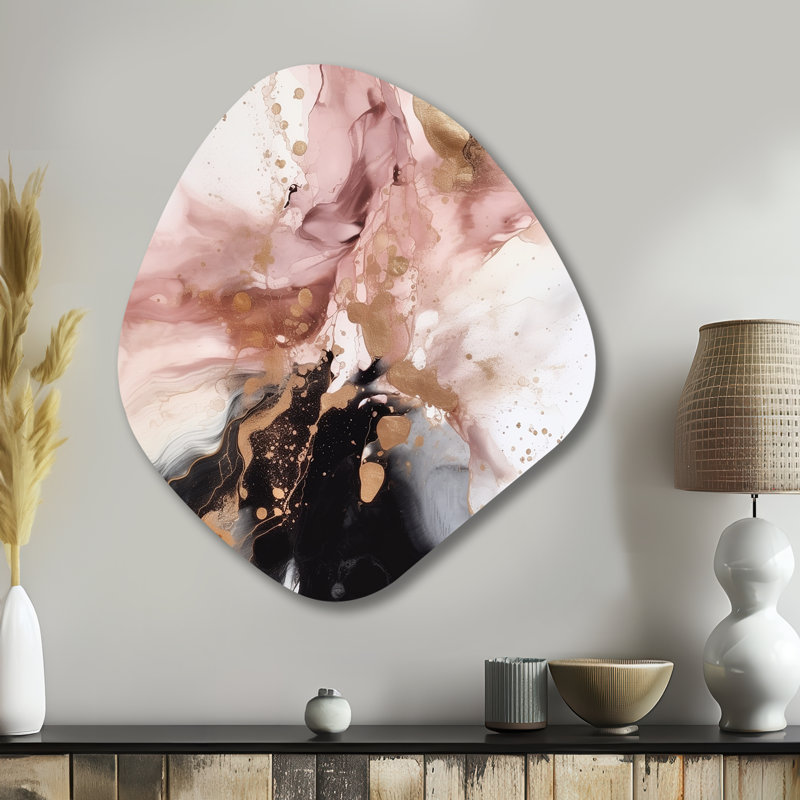 Goodwyn - décoration murale en métal de forme unique en marbre, reproduction d'art asymétrique rose en métal
