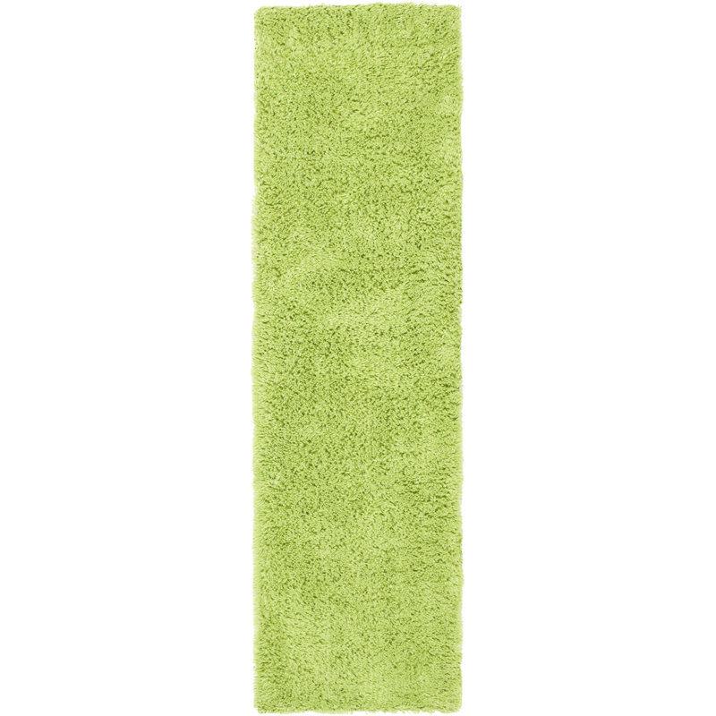 Assar Solid Color Handmade Tufted Polyester Area Rug in Lime, Runner 2'3" x 6'