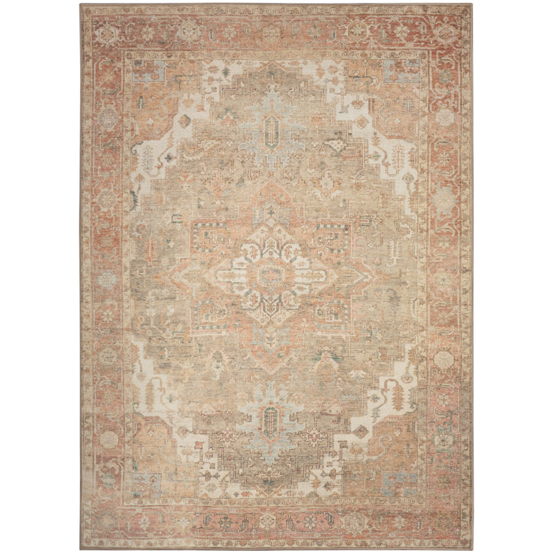 Hennings Machine Washable Vintage Area Rug, Rectangle 5'3" x 7'3"