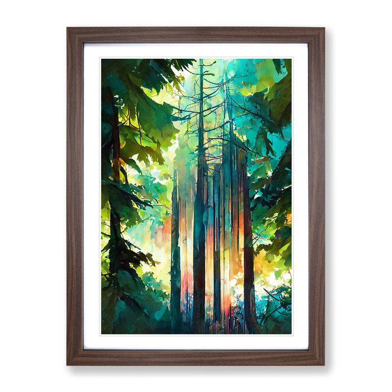 Forest Portrait No.1 Abstract - Single Picture Frame Painting, 34cm H x 25cm W x 2cm D, Walnut
