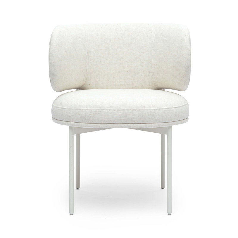 Speckled Grey Performance Boucle Dining Chair, White, White