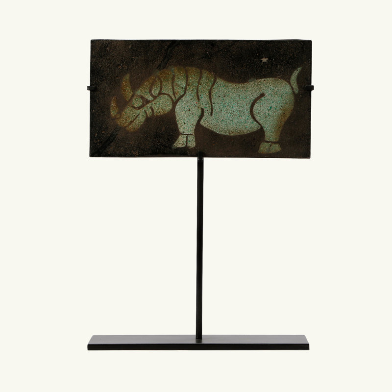 Lily's Living 13.78" Dark Jade Board With Rhino Inlay