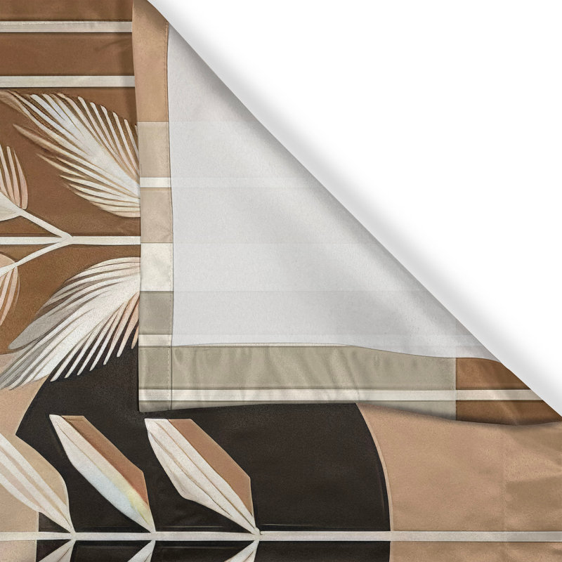 Tropical Gray and Cinnamon Polyester Kitchen Tier Curtains, 55'' x 45''