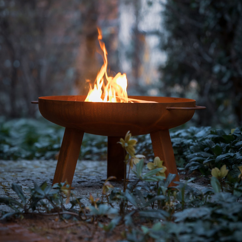 Hoy Round Steel Wood Burning Smokeless Fire Bowls, Raw