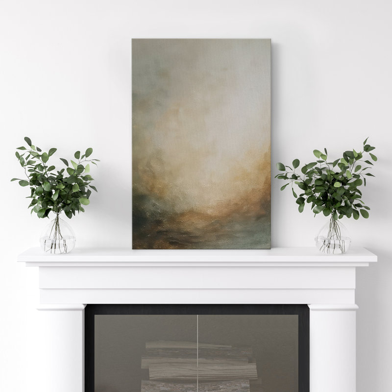 Impression sur toile abstraite neutre sur toile pour décoration de salon, Sans cadre, Toile tendue, H 48 po x l 32 po