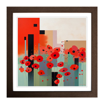 Poppy Field Suprematism - Framed Print