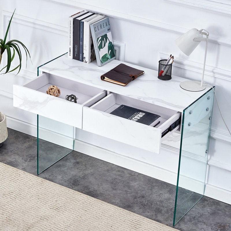 White Environmental Protection MDF Minimalist Dresser, Desk, Desktop Computer Desk, With Double Drawer Storage Space, Simple Home, Perfect For Various Styles Of Home Environment. (Dresser)
