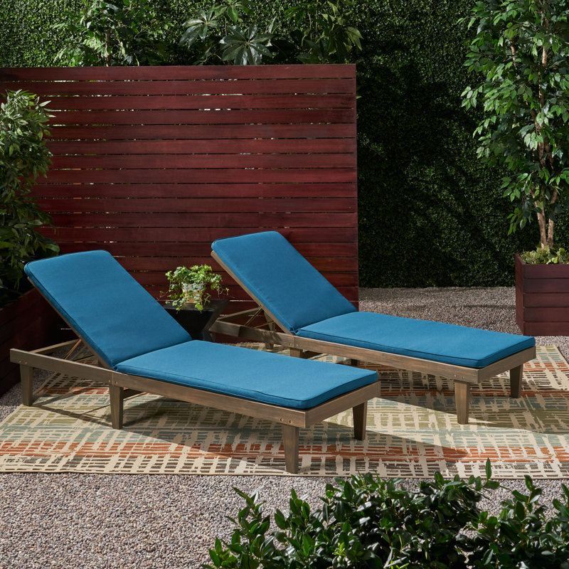 Chaise longue avec coussins Muir Sun, Structure grise / coussin bleu