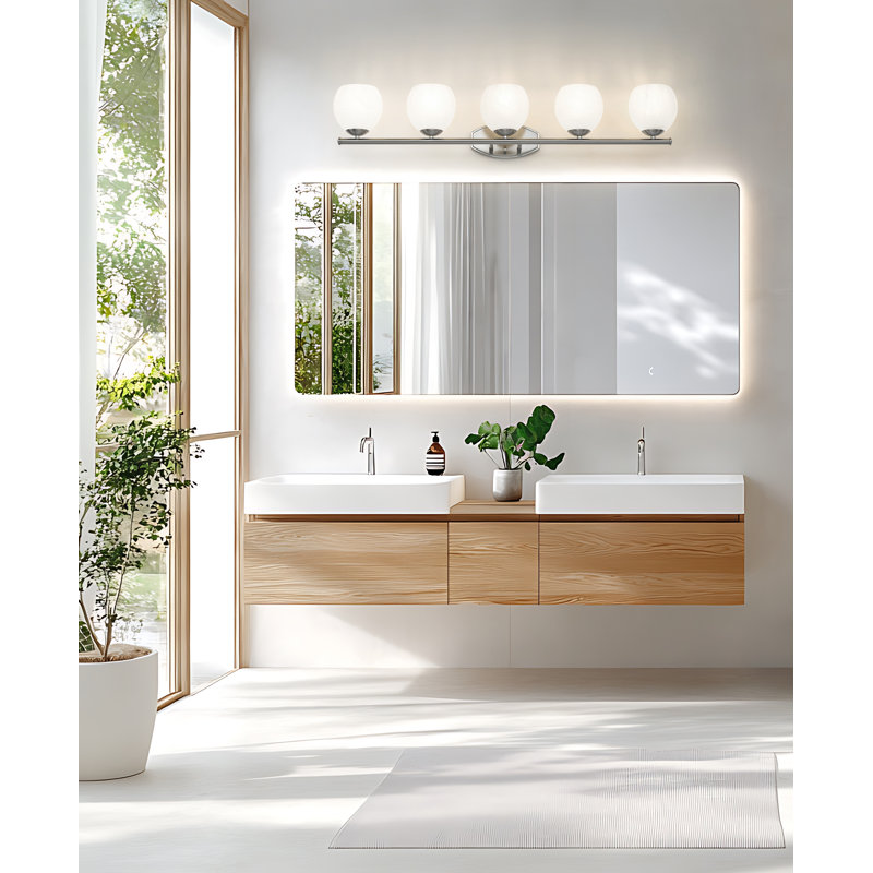 Meuble-lavabo 5 lumières Novalie, Nickel brossé