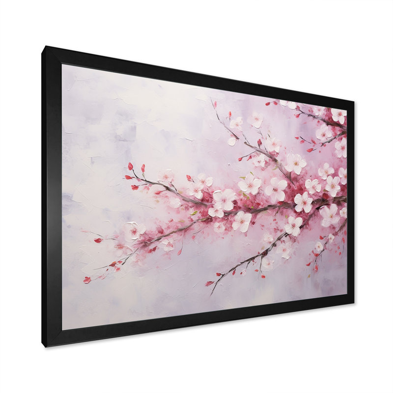 «Cherry Bliss Tree» sur toile, H 16 po x l 32 po x P 1 po, Cadre simple noir