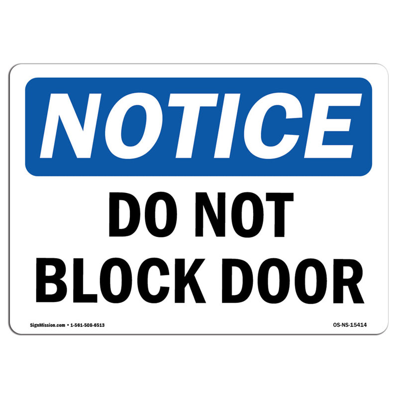 Plaque de porte «Do Not Block»