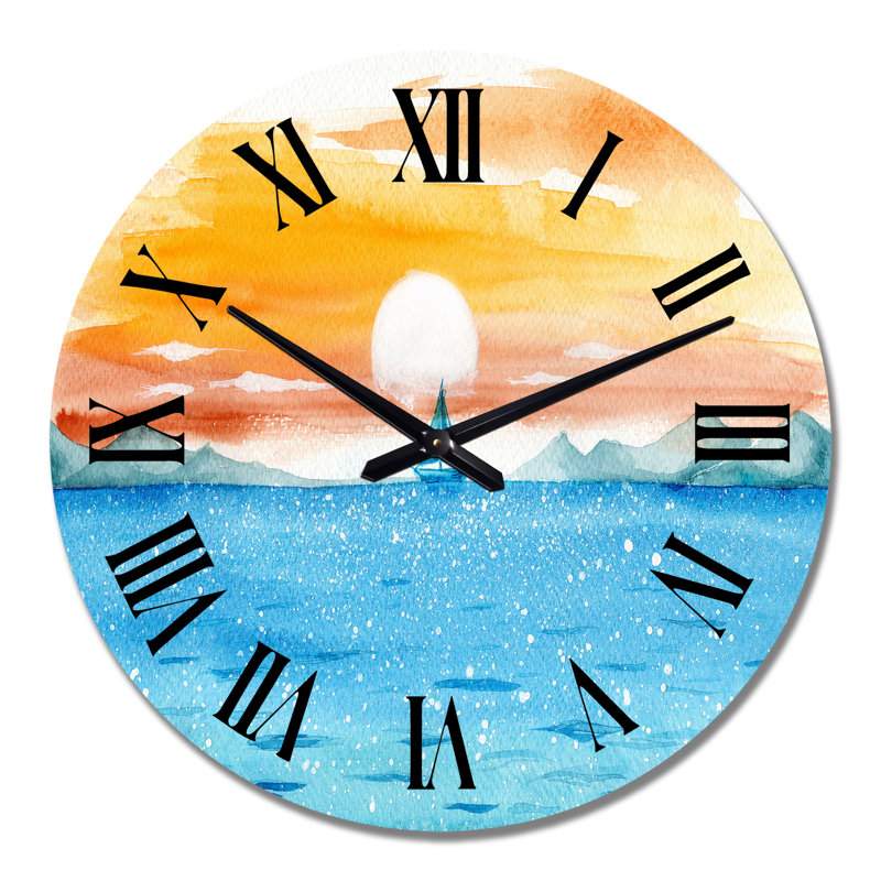 Horloge murale nautique et côtière bleue, Surdimensionné