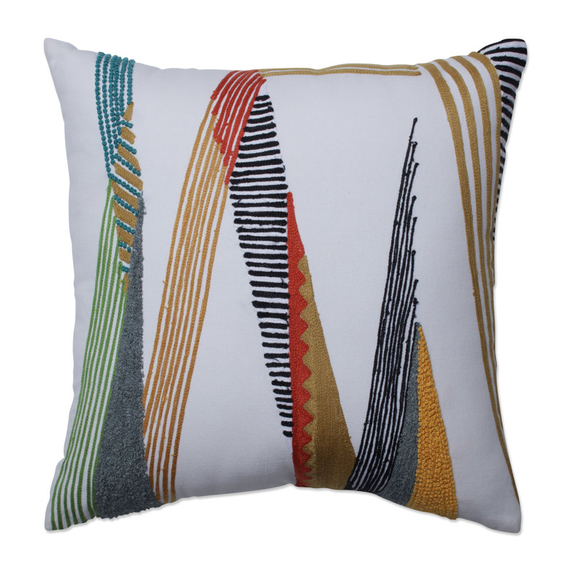 Deco Strokes Embroidered Cotton Throw Pillow