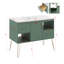 Meuble-lavabo moderne 36 po, armoire autoportante avec pieds en métal doré, 2 tiroirs et 2 compartiments de rangement ouverts