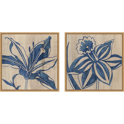  "Indigo Lily & Daffodil" par Chariklia Zarris, art mural sur toile encadré