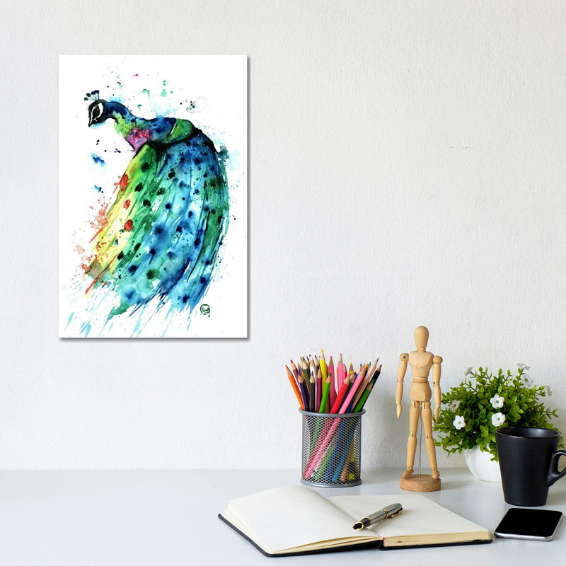 Proud Peacock by Lisa Whitehouse - Wrapped Canvas Gallery-Wrapped Canvas Giclée, 20.32 cm H x 30.48 cm W