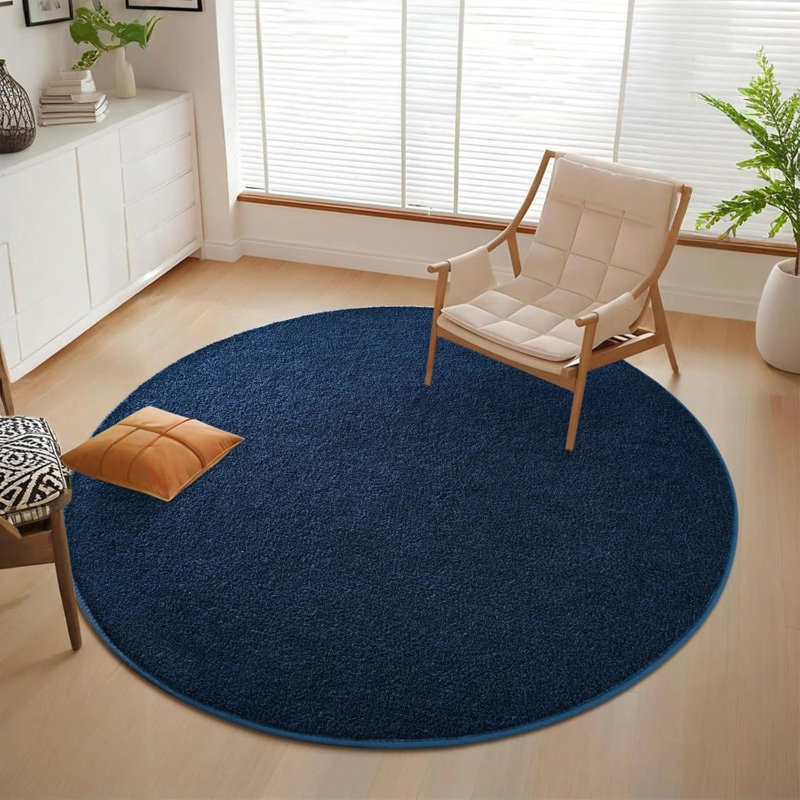 Round Solid Colour Wool Machine Tufted 121.92cm X 121.92cm Area Rug