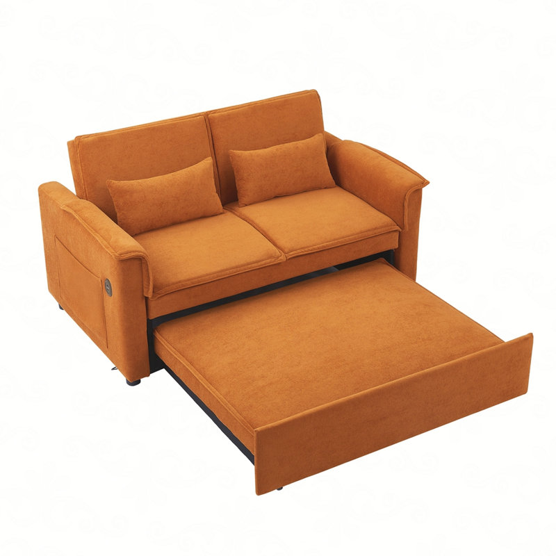 Canapé-lit convertible en tissu Modern, Orange