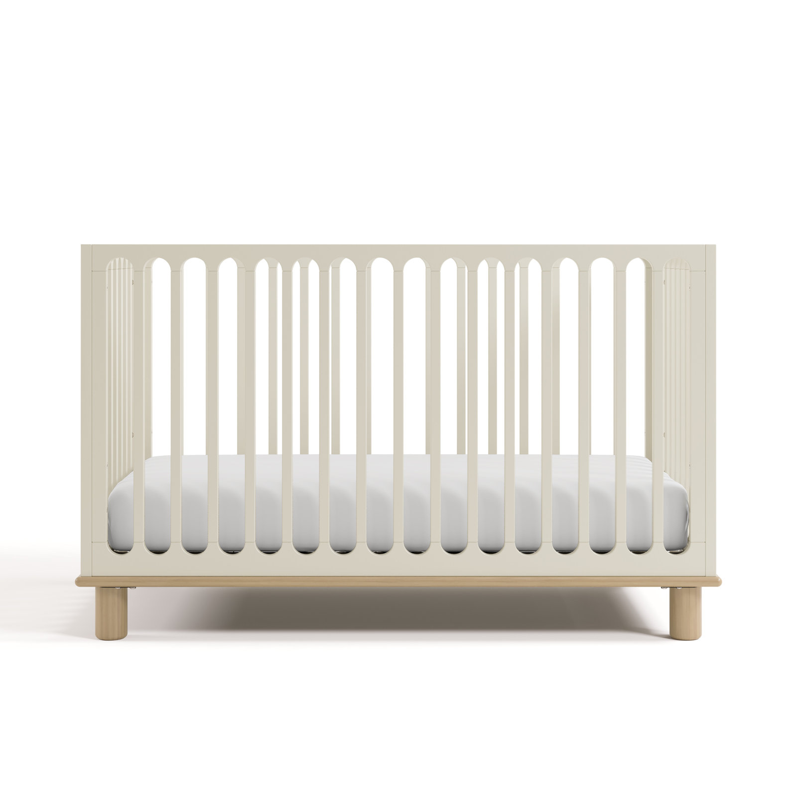 Sicily Pine 3-in-1 Convertible Crib, Frosted Oat/Driftwood, Crib + Mattress