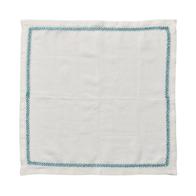 Jardin Napkin, White/Turquoise