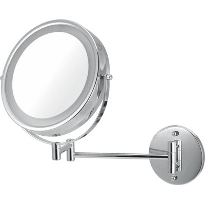 8.5" Wall-Mounted Double Sided Lighted Wall-Mounted Mirror - Chrome, Premium Brass Construction, Installation Hardware Included