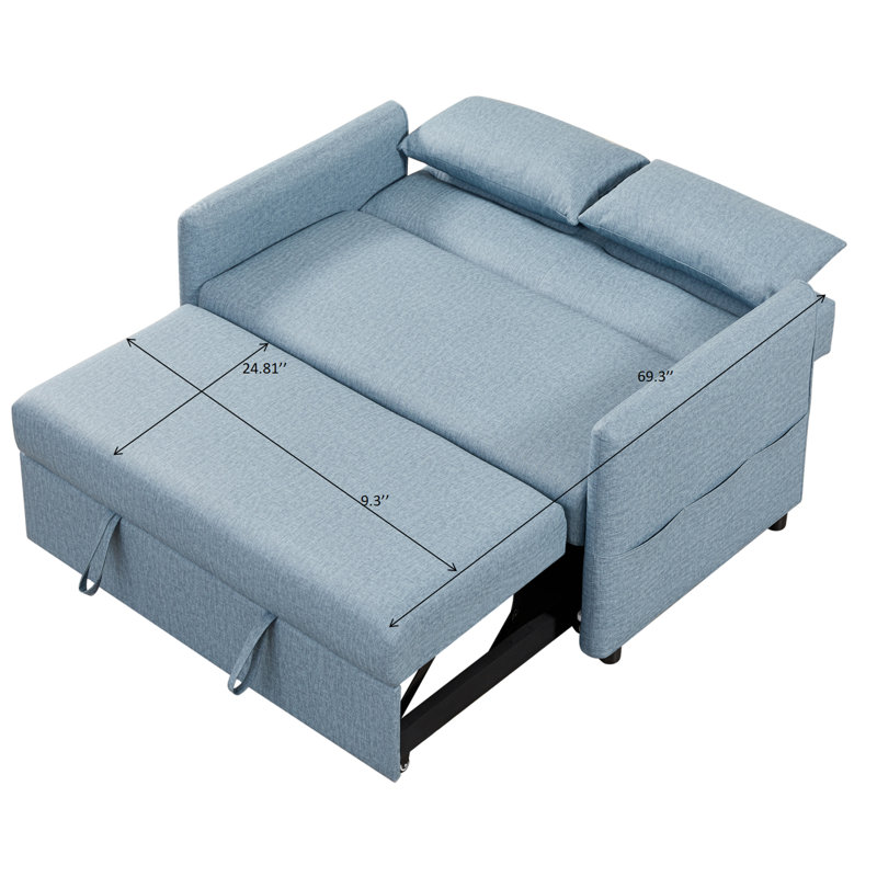 Sohna 57'' Faux Leather Sofa, Blue Faux Leather
