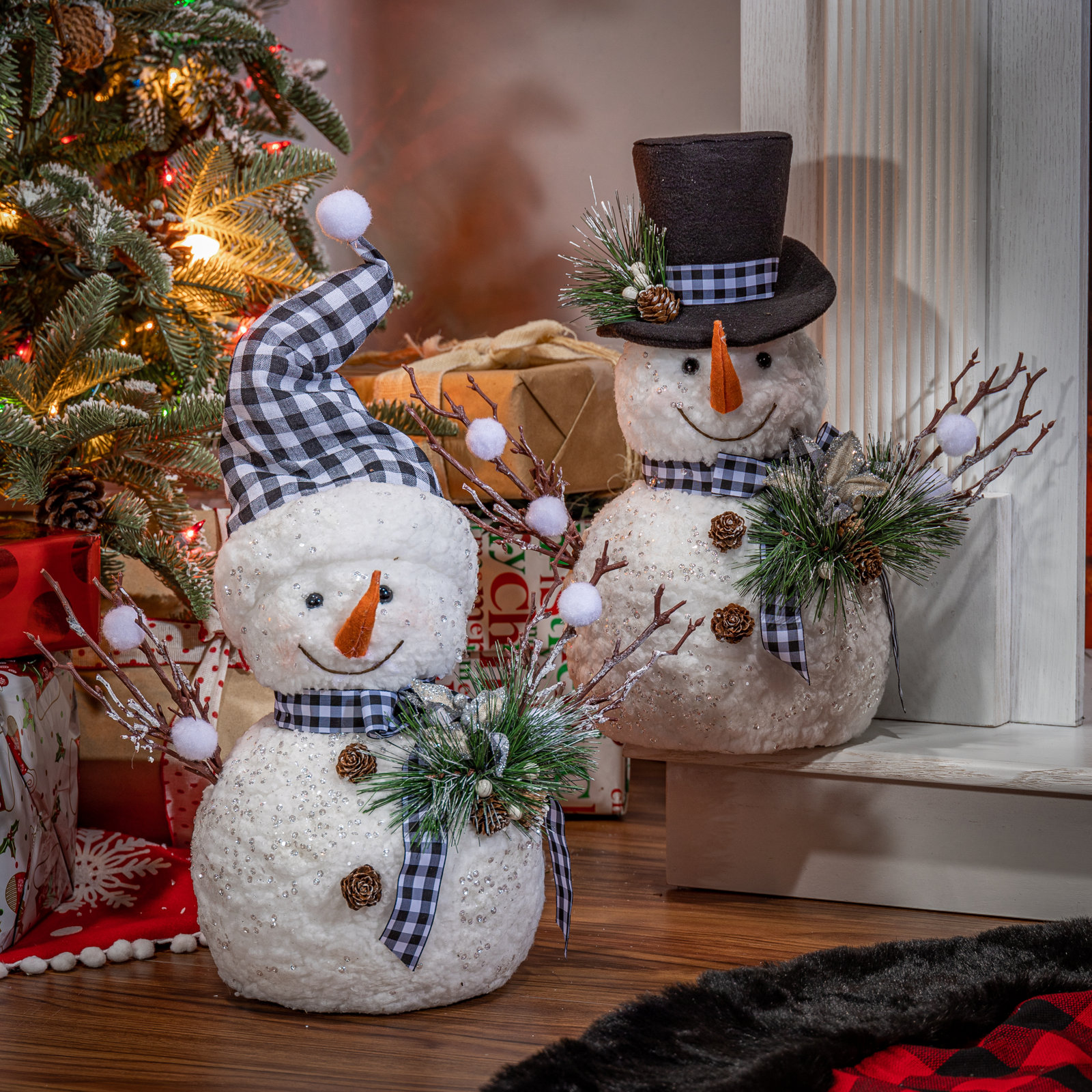 2-Piece Holiday Snowman Figurine Set