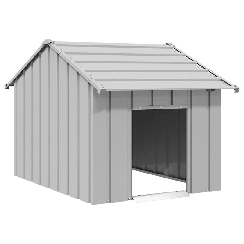 Gonen Galvanised Steel Dog House, Grey, 85cm H x 83cm W x 130cm D