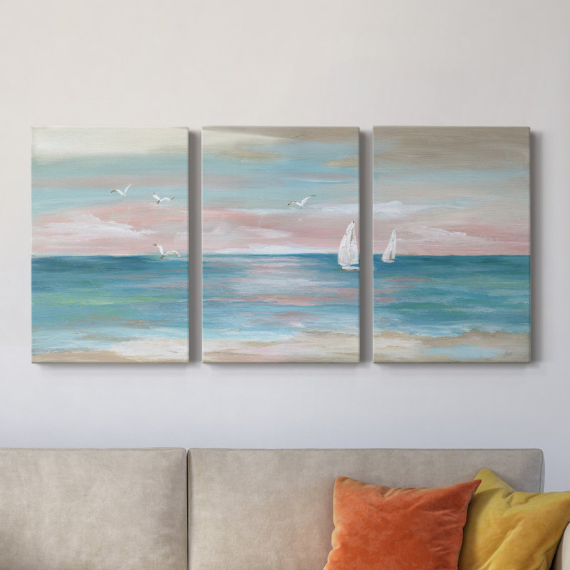 «Pastel Sunset», ensemble de 3 peintures sur toile tendue, H 18 po x l 36 po x P 1 po