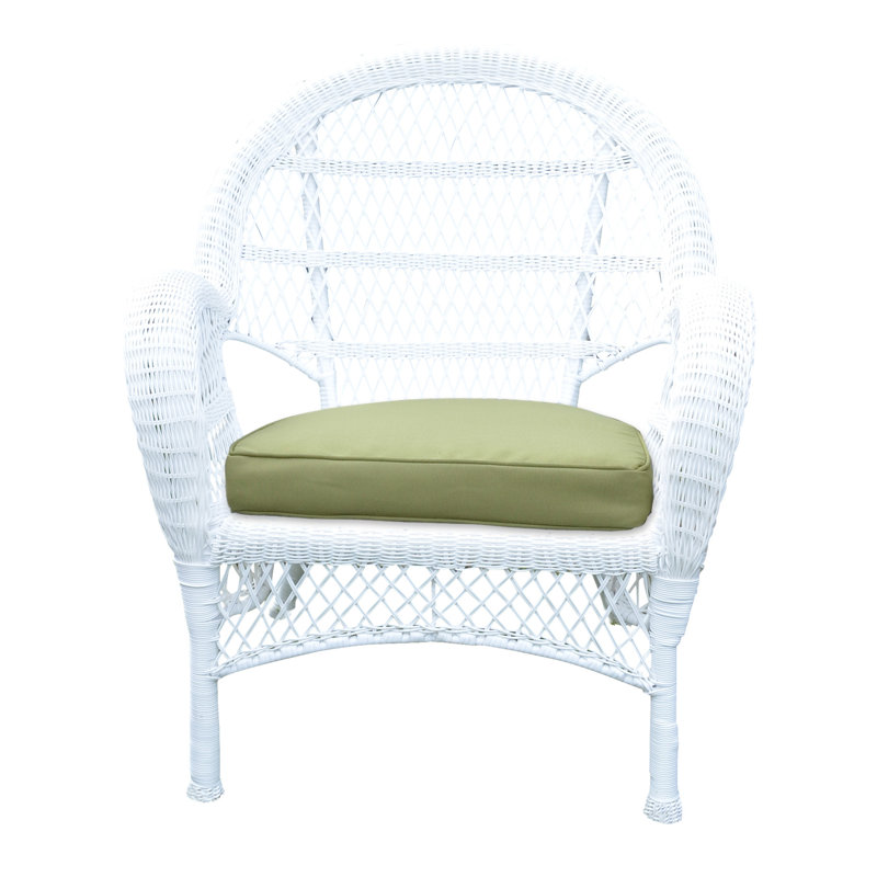 Bynum Wicker Outdoor Lounge Chair, Sage Green, White